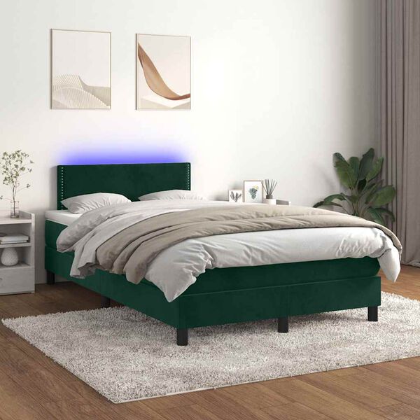 vidaXL &Kappa;&rho;&epsilon;&beta;ά&tau;&iota; Boxspring &mu;&epsilon; &Sigma;&tau;&rho;ώ&mu;&alpha; & LED &Sigma;&kappa;. &Pi;&rho;ά&sigma;&iota;&nu;&omicron; 120x200&epsilon;&kappa; &Beta;&epsilon;&lambda;&omicron;ύ&delta;&omicron;