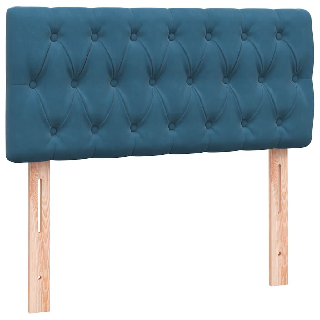 vidaXL Box Spring κρεβάτι με στρώμα σκούρο μπλε 90x210 εκ. Βελούδινο