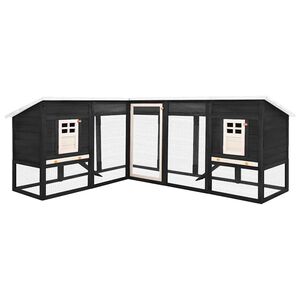 vidaXL Κλουβί Κουνελιών Εξωτ. Χώρου με Προαύλιο Γκρι/Λευκό Ξύλο Ελάτης