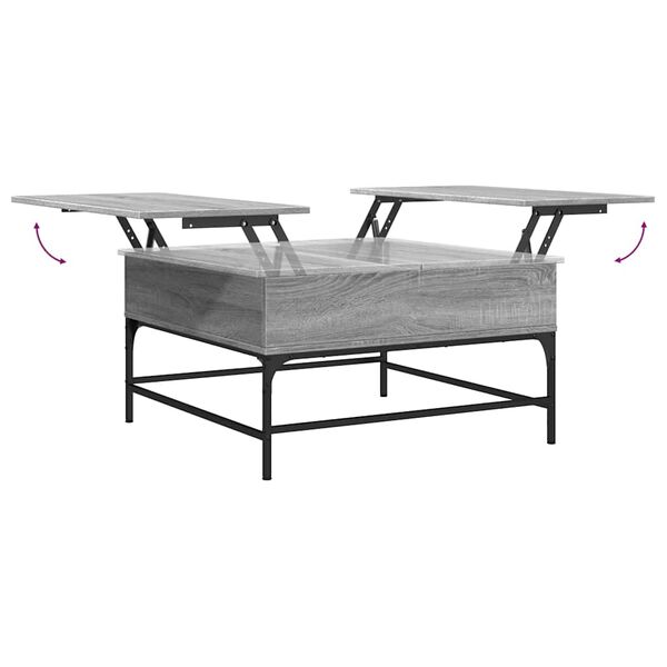 vidaXL Τραπεζάκι Σαλονιού Γκρι Sonoma 80x80x45 εκ. Επεξ. Ξύλο/Μέταλλο