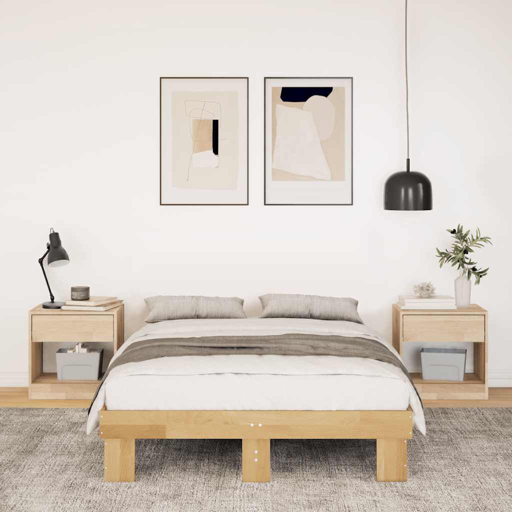 vidaXL Πλαίσιο κρεβατιού χωρίς στρώμα 120x200 cm μασίφ ξύλο δρυς