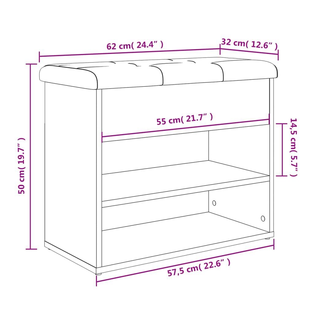 vidaXL Παπουτσοθήκη Καφέ Δρυς 62x32x50 εκ. από Επεξεργασμένο Ξύλο