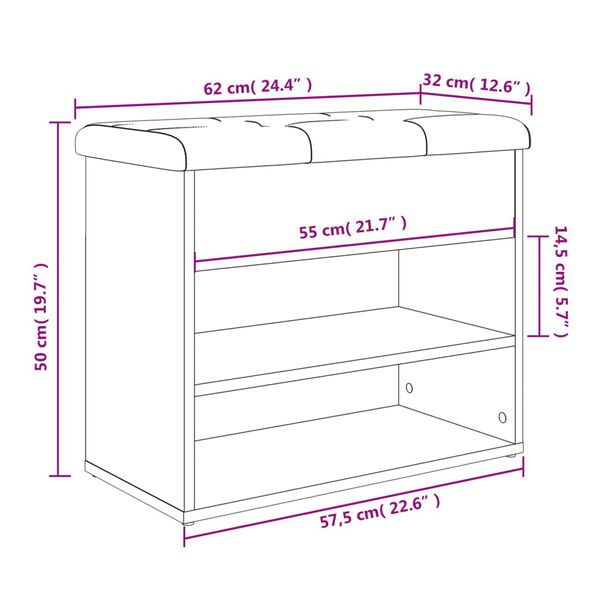 vidaXL Παπουτσοθήκη Καφέ Δρυς 62x32x50 εκ. από Επεξεργασμένο Ξύλο
