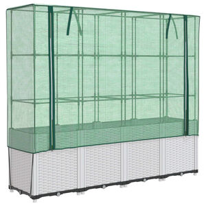 vidaXL Ζαρντινιέρα Υπερυψ. Κάλυμμα Θερμοκηπίου Όψη Ρατάν 160x40x153 εκ