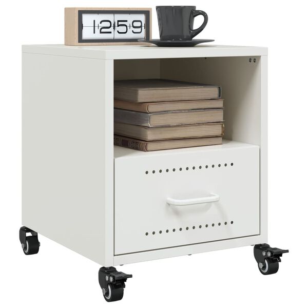 vidaXL Κομοδίνο Λευκό 36x39x43,5 εκ. από Χάλυβα