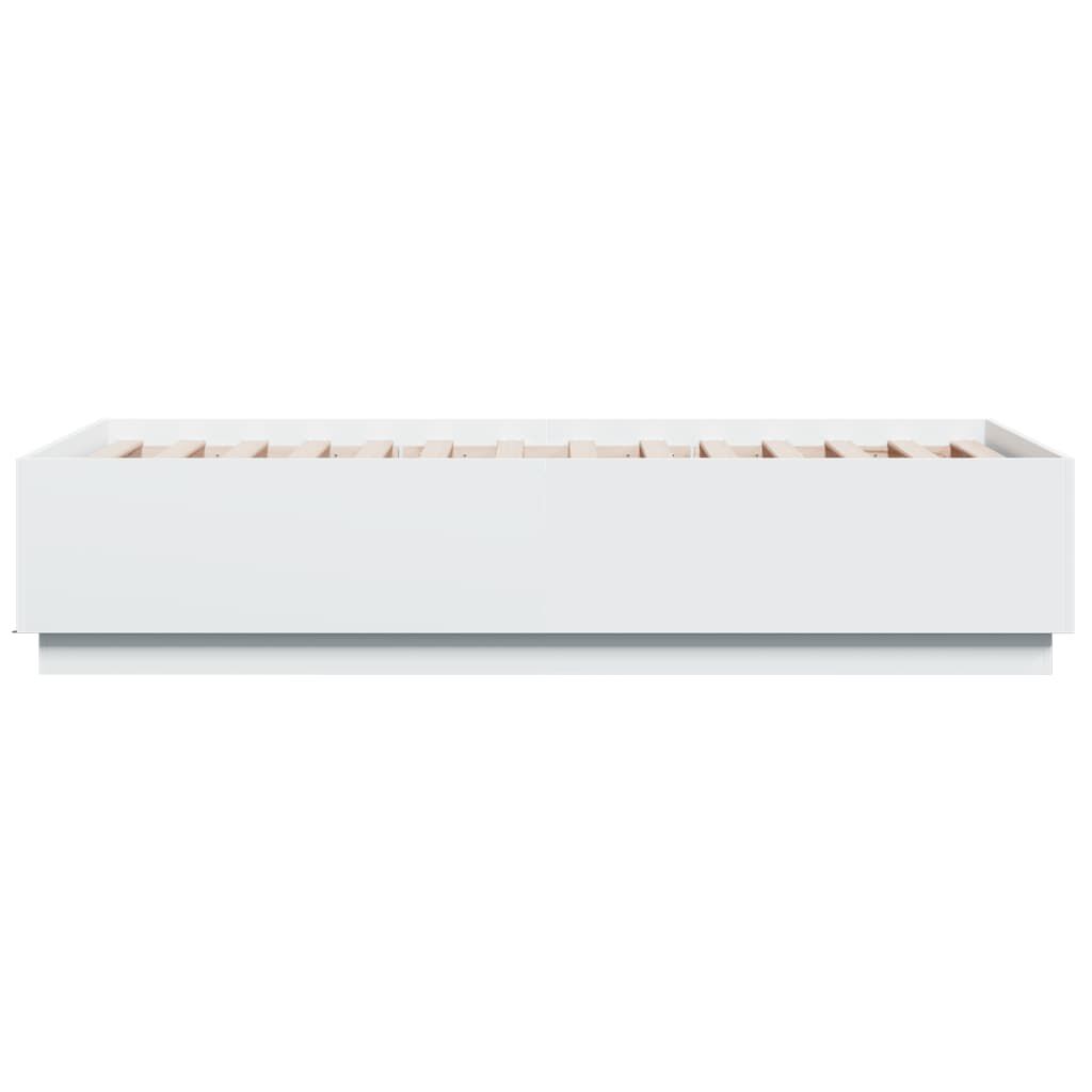 vidaXL Πλαίσιο Κρεβατιού με LED Λευκό 75x190εκ. από Επεξεργασμένο Ξύλο