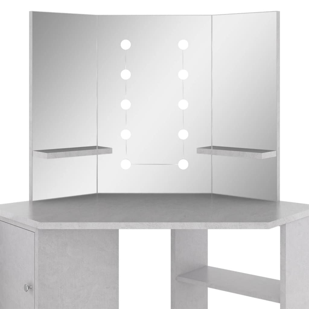 vidaXL Μπουντουάρ Γωνιακό με LED Γκρι Σκυροδ. 111 x 54 x 141,5 εκ.