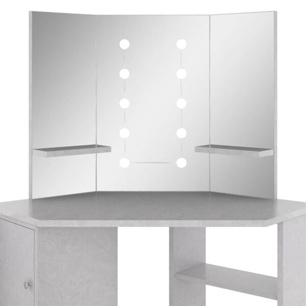 vidaXL Μπουντουάρ Γωνιακό με LED Γκρι Σκυροδ. 111 x 54 x 141,5 εκ.