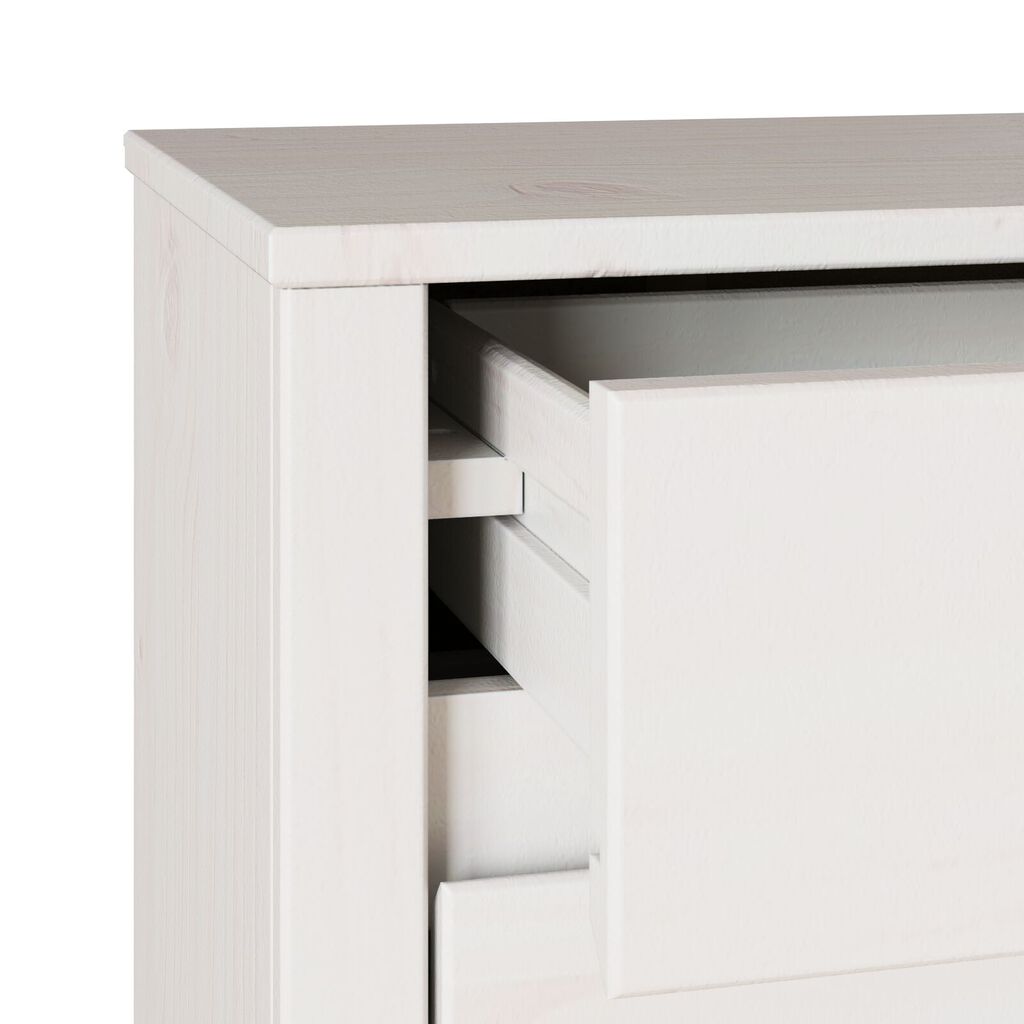 vidaXL Κομοδίνο με συρτάρι Λευκό 45 x 35 x 56 εκ. Μασίφ ξύλο πεύκου