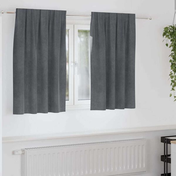 vidaXL Κουρτίνες με κουρτίνες 2 pcs Ανοιχτό γκρι 140 x 140 cm Βελούδο