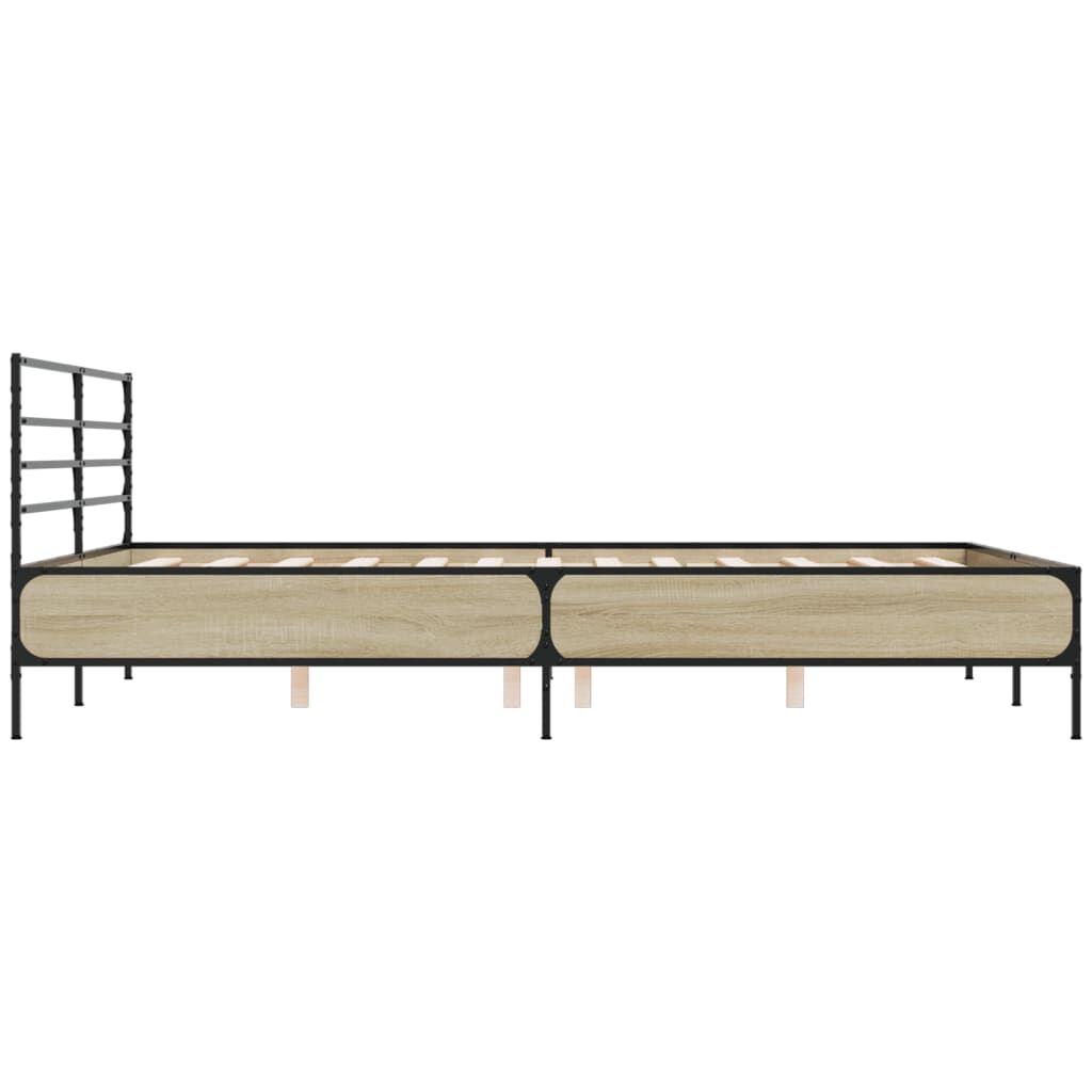 vidaXL Πλαίσιο Κρεβατιού Sonoma Δρυς 150x200 εκ. Επεξ. Ξύλο & Μέταλλο