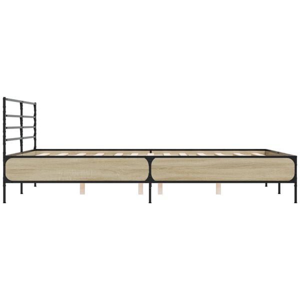vidaXL Πλαίσιο Κρεβατιού Sonoma Δρυς 150x200 εκ. Επεξ. Ξύλο & Μέταλλο