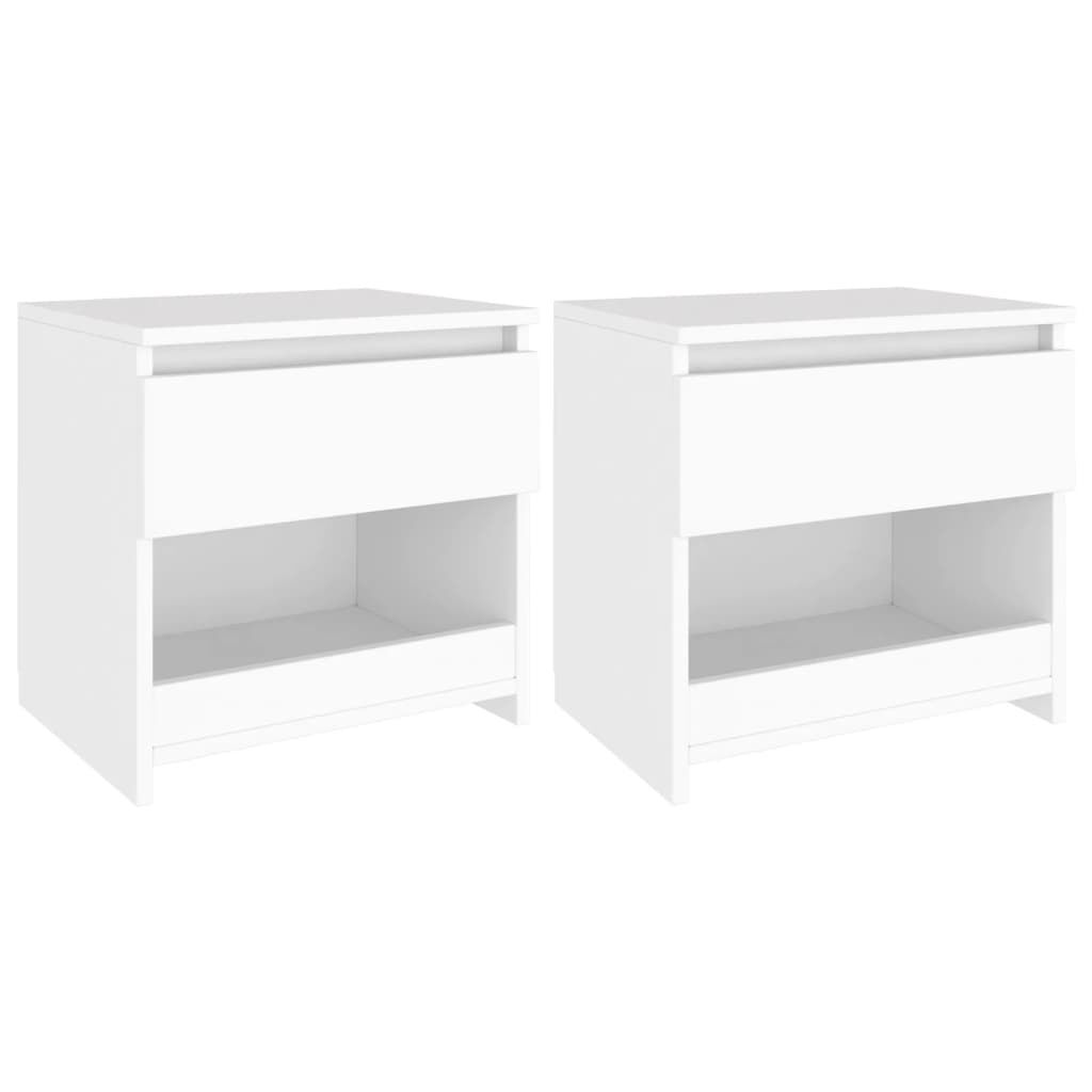 vidaXL Κομοδίνα 2 τεμ. Λευκά 40 x 30 x 39 εκ. από Επεξ. Ξύλο