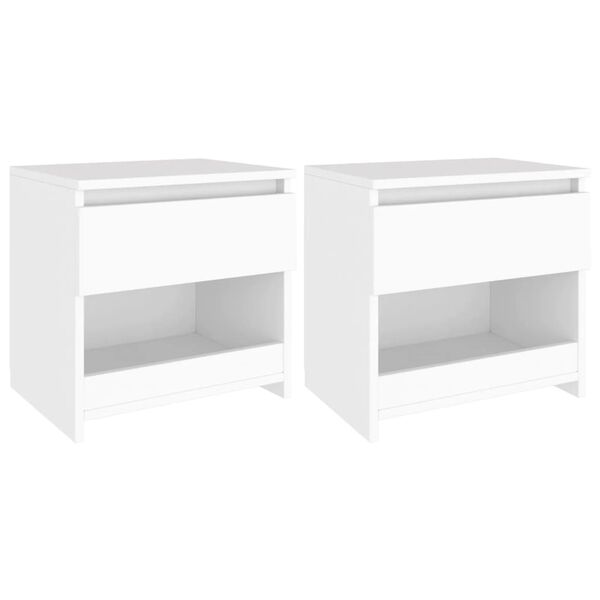 vidaXL Κομοδίνα 2 τεμ. Λευκά 40 x 30 x 39 εκ. από Επεξ. Ξύλο