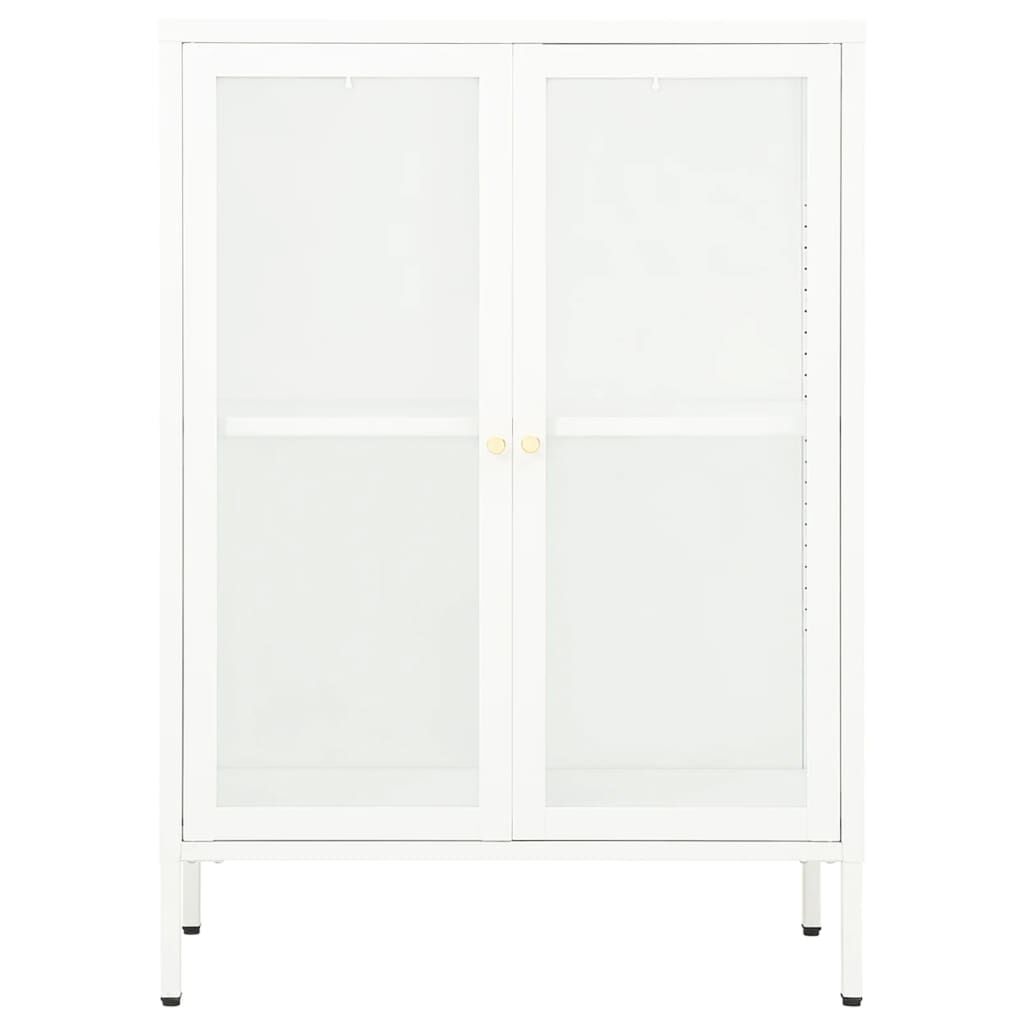 vidaXL Μπουφές Λευκός 75 x 35 x 105 εκ. από Ατσάλι και Γυαλί