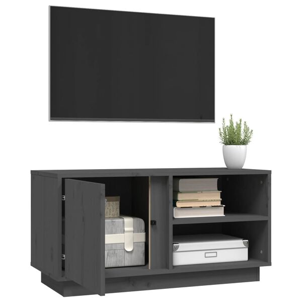 vidaXL Έπιπλο Τηλεόρασης Γκρι 80x35x40,5 εκ. από Μασίφ Ξύλο Πεύκου
