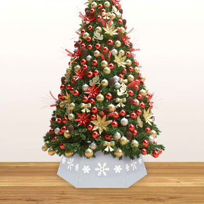 vidaXL Ποδιά Χριστουγεννιάτικου Δέντρου Ασημένια/Λευκή Ø68 x 25 εκ.
