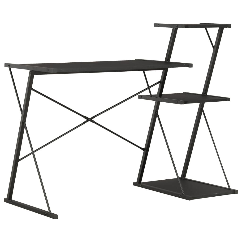 vidaXL Γραφείο με Ράφια Μαύρο 116 x 50 x 93 εκ.