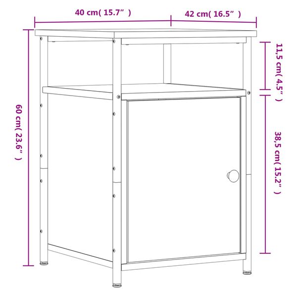 vidaXL Κομοδίνα 2 τεμ. Γκρι Sonoma 40x42x60εκ. από Επεξεργασμένο Ξύλο