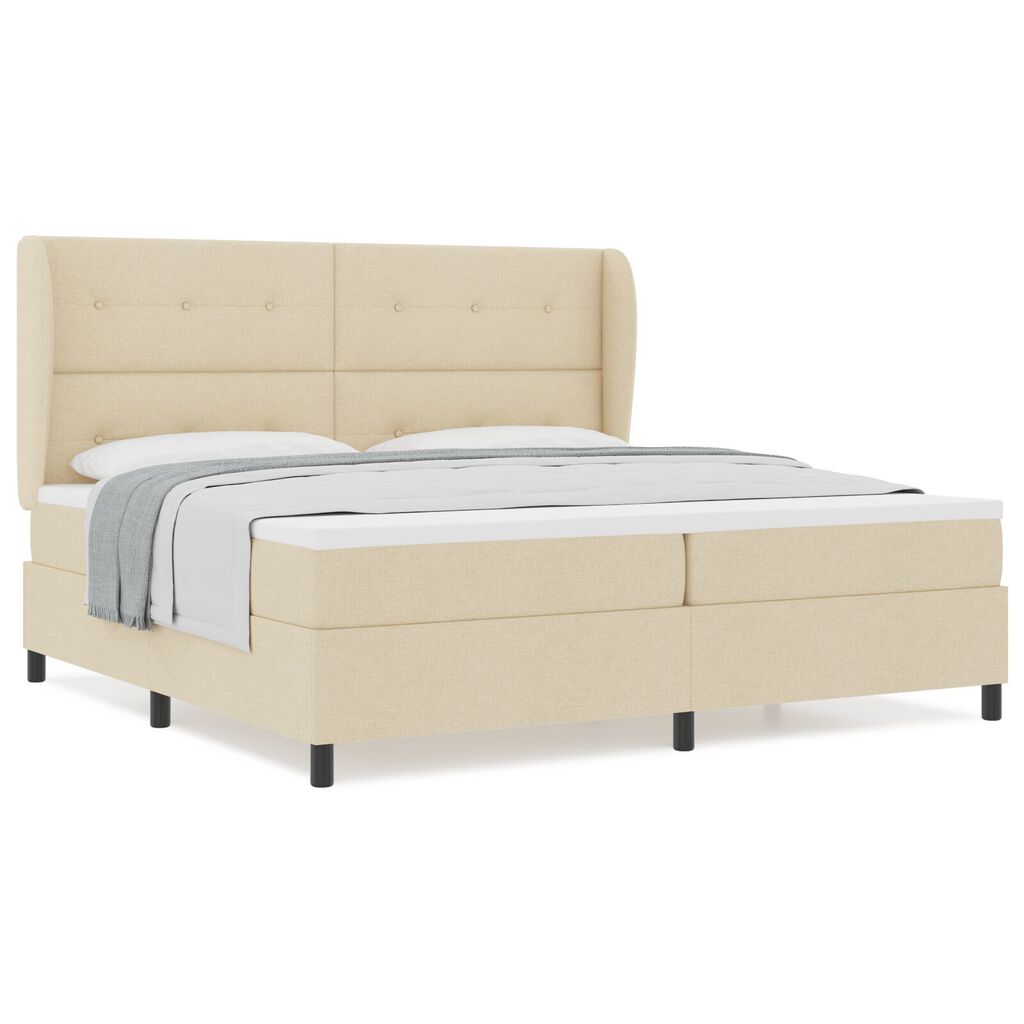 vidaXL Κρεβάτι Box Spring με Στρώμα - Κρεμ, 200x200 εκ. Ύφασμα