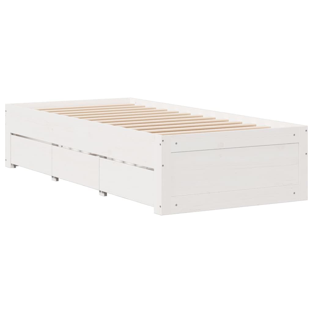 vidaXL Κρεβάτι Βιβλιοθήκη Χωρίς Στρώμα Λευκό 75x190 εκ Μασίφ Πεύκο