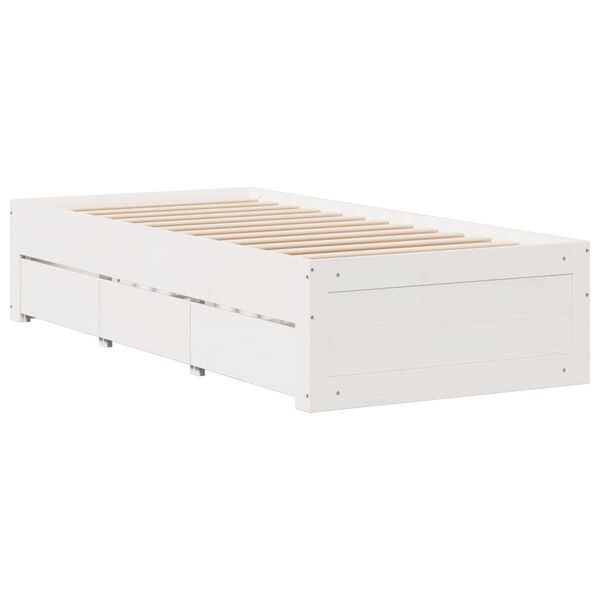 vidaXL Κρεβάτι Βιβλιοθήκη Χωρίς Στρώμα Λευκό 75x190 εκ Μασίφ Πεύκο