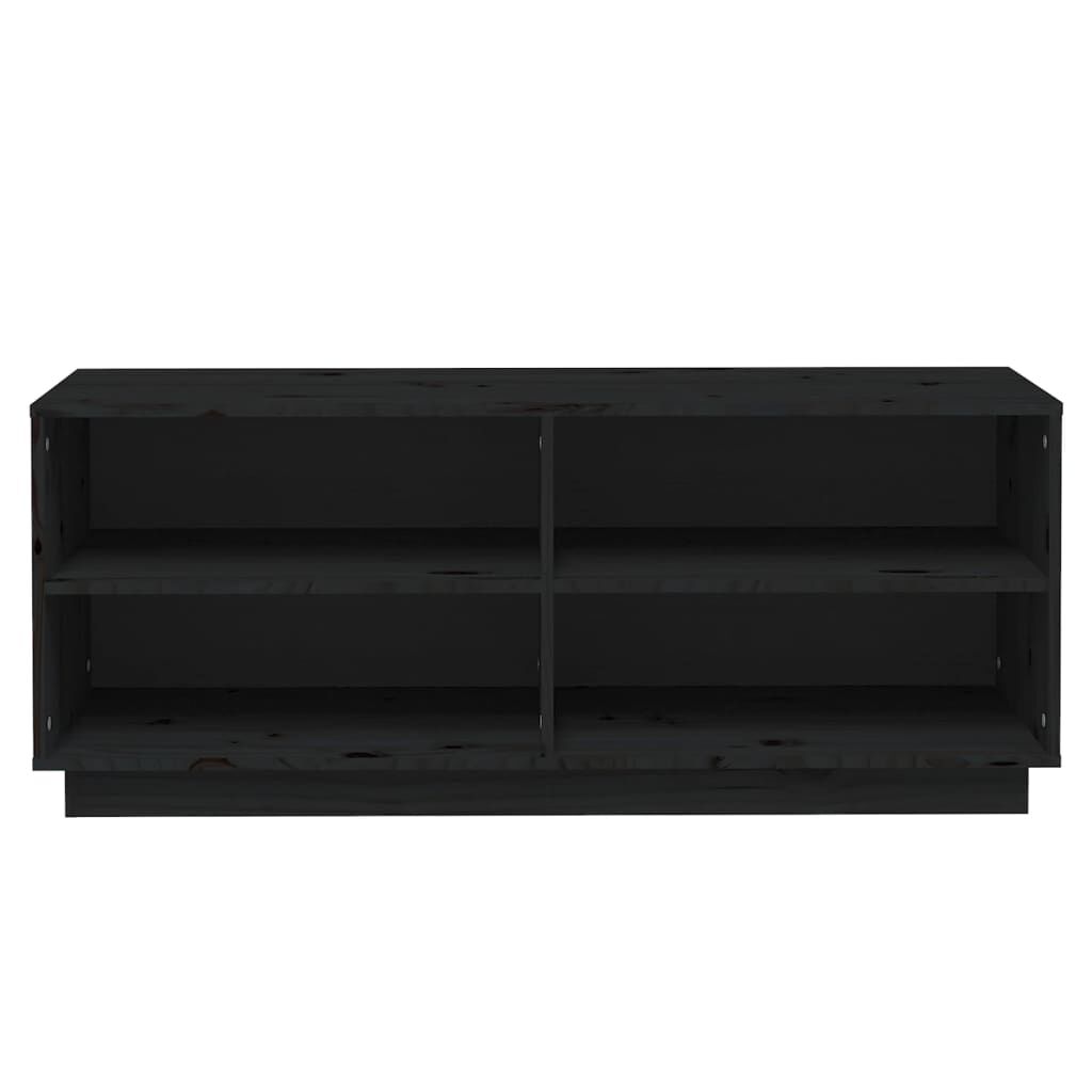 vidaXL Παπουτσοθήκη Μαύρη 110 x 34 x 45 εκ. από Μασίφ Ξύλο Πεύκου
