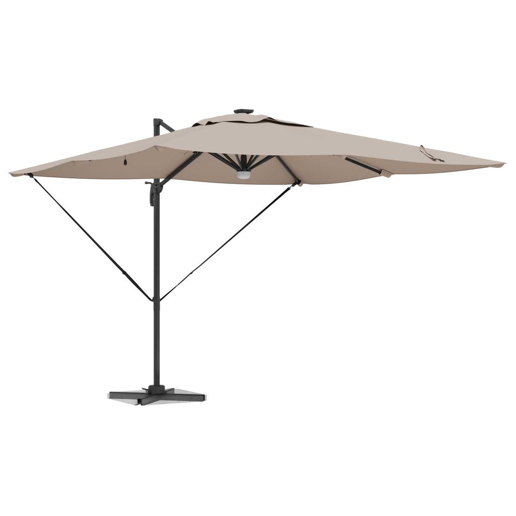 vidaXL Ομπρέλα με Βραχίονα με LEDs Ταουπέ 286x285x270 cm Αλουμίνιο