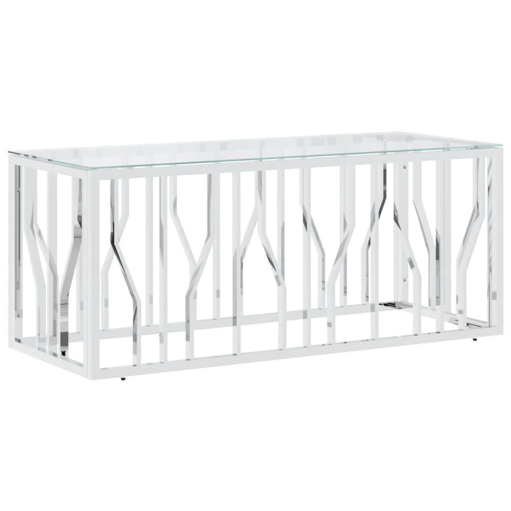 vidaXL Τραπέζι Σαλονιού 110x45x45 εκ. από Ανοξ. Ατσάλι και Γυαλί