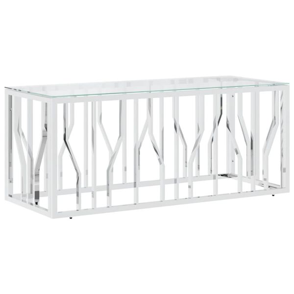 vidaXL Τραπέζι Σαλονιού 110x45x45 εκ. από Ανοξ. Ατσάλι και Γυαλί