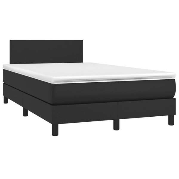 vidaXL Κρεβάτι Boxspring με Στρώμα & LED Μαύρο 120x200 εκ. Συνθ. Δέρμα