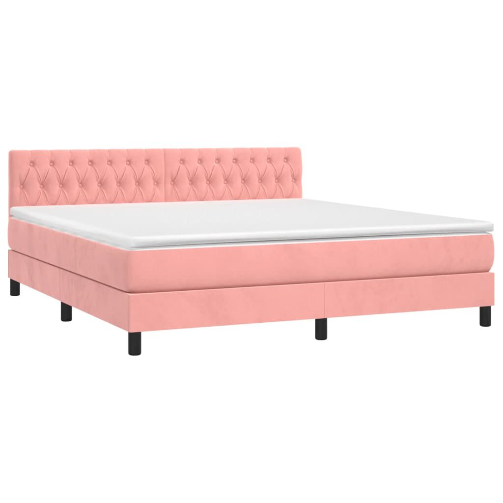 vidaXL Κρεβάτι Boxspring με Στρώμα Ροζ 180x200 εκ. Βελούδινο