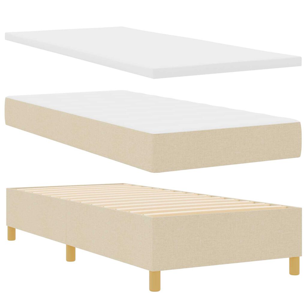 vidaXL Κρεβάτι Κιβωτού με Στρώμα Κρεμ 90x200 cm Ύφασμα