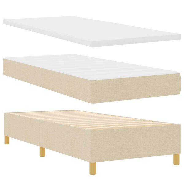 vidaXL Κρεβάτι Κιβωτού με Στρώμα Κρεμ 90x200 cm Ύφασμα