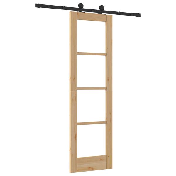 vidaXL Συρόμενη Πόρτα Καφέ 61 x 198.5 εκ. Ξύλο και μέταλλο