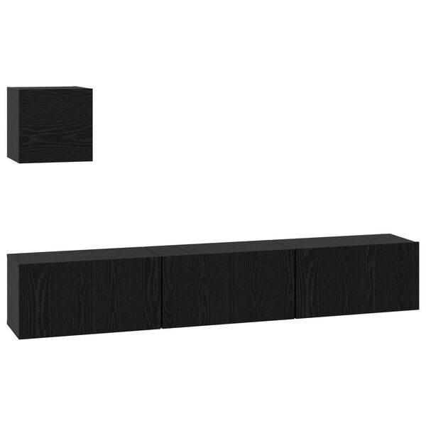 vidaXL Σετ TV Άλλο με αποθήκευση με πόρτα 4 pcs Μαύρη Δρυς 60 x 30 x 30 cm