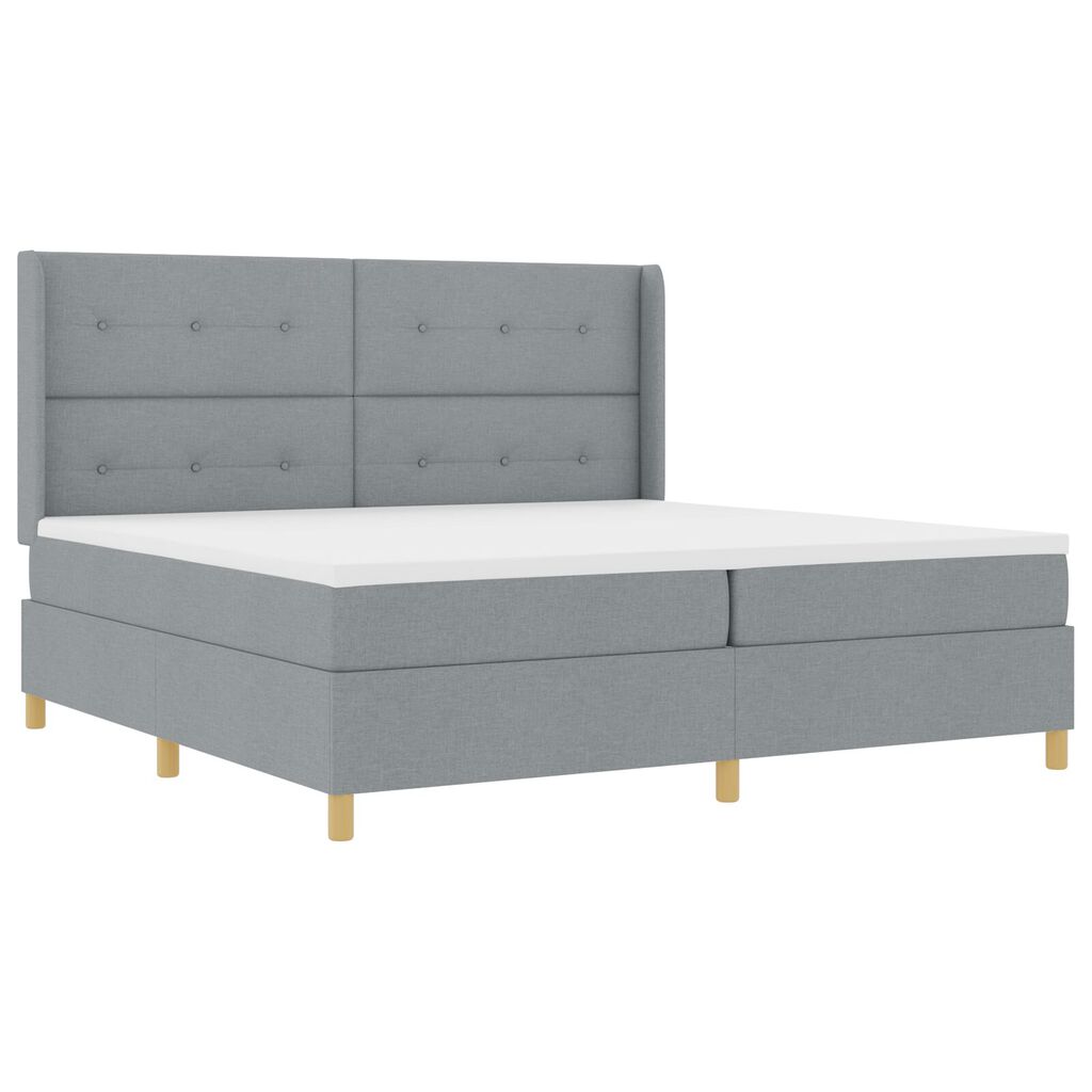 vidaXL Κρεβάτι Box Spring με Στρώμα Ανοιχτό Γκρι 200x200 εκ. Ύφασμα