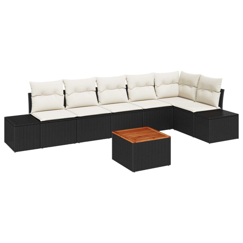 vidaXL Σετ Καναπέ Κήπου 7 pcs Μαύρο και λευκό