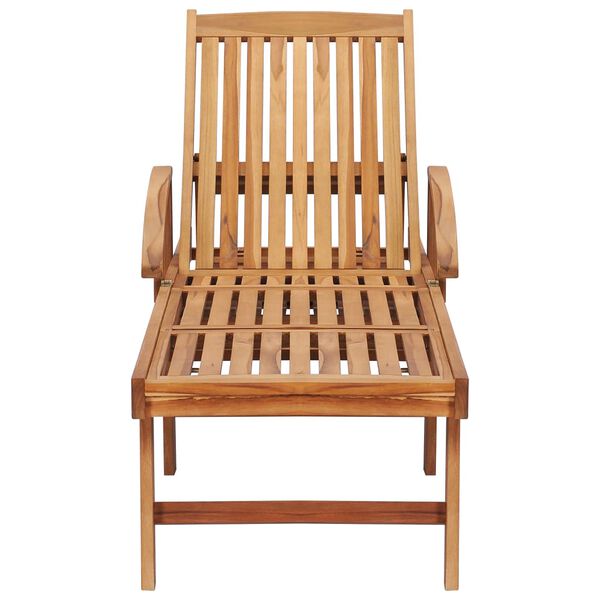 vidaXL Ξαπλώστρα από Μασίφ Ξύλο Teak με Τραπέζι και Μαξιλάρι