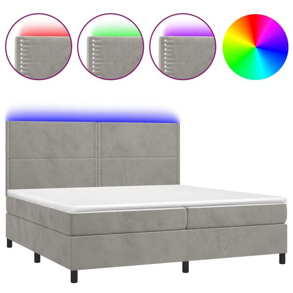 vidaXL &Kappa;&rho;&epsilon;&beta;ά&tau;&iota; Boxspring &mu;&epsilon; &Sigma;&tau;&rho;ώ&mu;&alpha; & LED &Alpha;&nu;.&Gamma;&kappa;&rho;&iota; 200x200 &epsilon;&kappa;. &Beta;&epsilon;&lambda;&omicron;ύ&delta;&iota;&nu;&omicron;