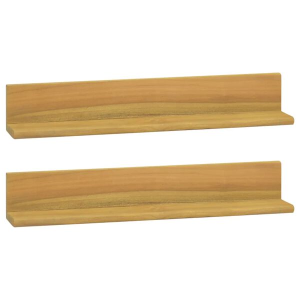 vidaXL Ράφια Τοίχου 2 τεμ. 60 x 10 x 10 εκ. από Μασίφ Ξύλο Teak