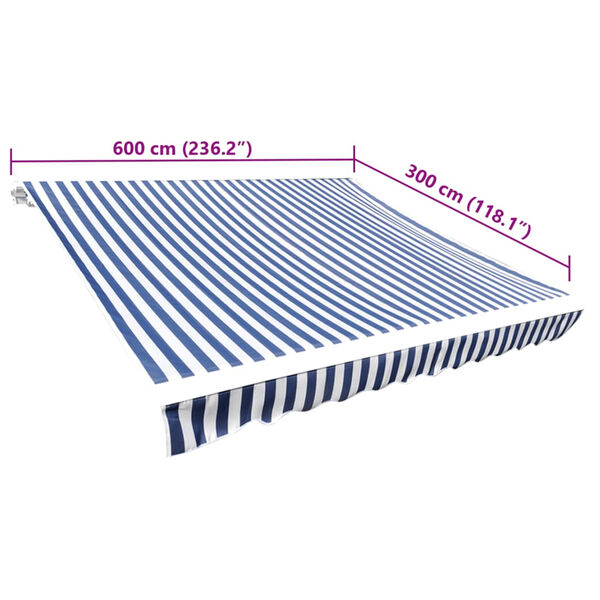 vidaXL Τεντόπανο Μπλε & Λευκό 6 x 3 μ. Καραβόπανο (Χωρίς Πλαίσιο)