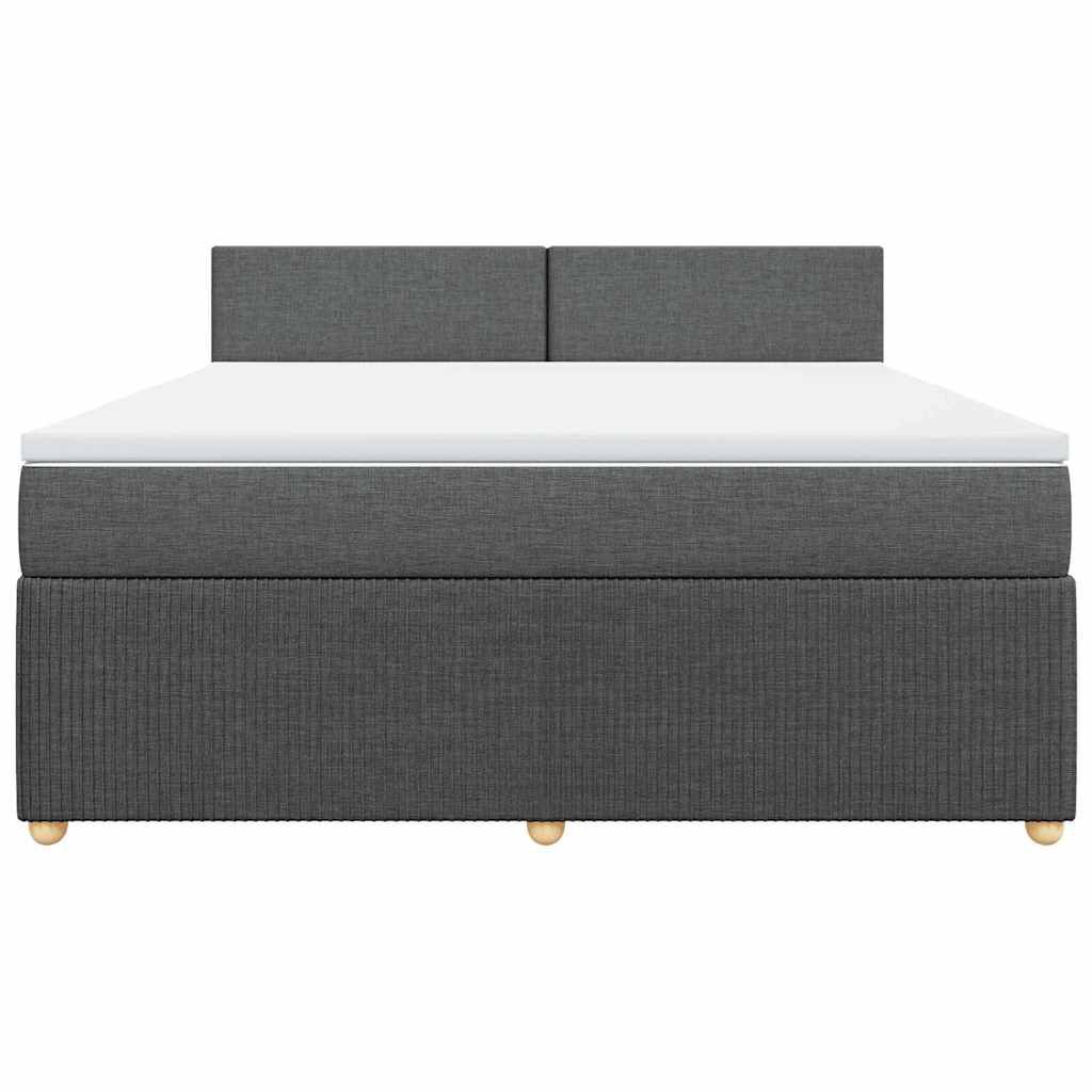 vidaXL Κρεβάτι Boxspring με Στρώμα Σκούρο Γκρι 180x200 εκ Υφασμάτιν
