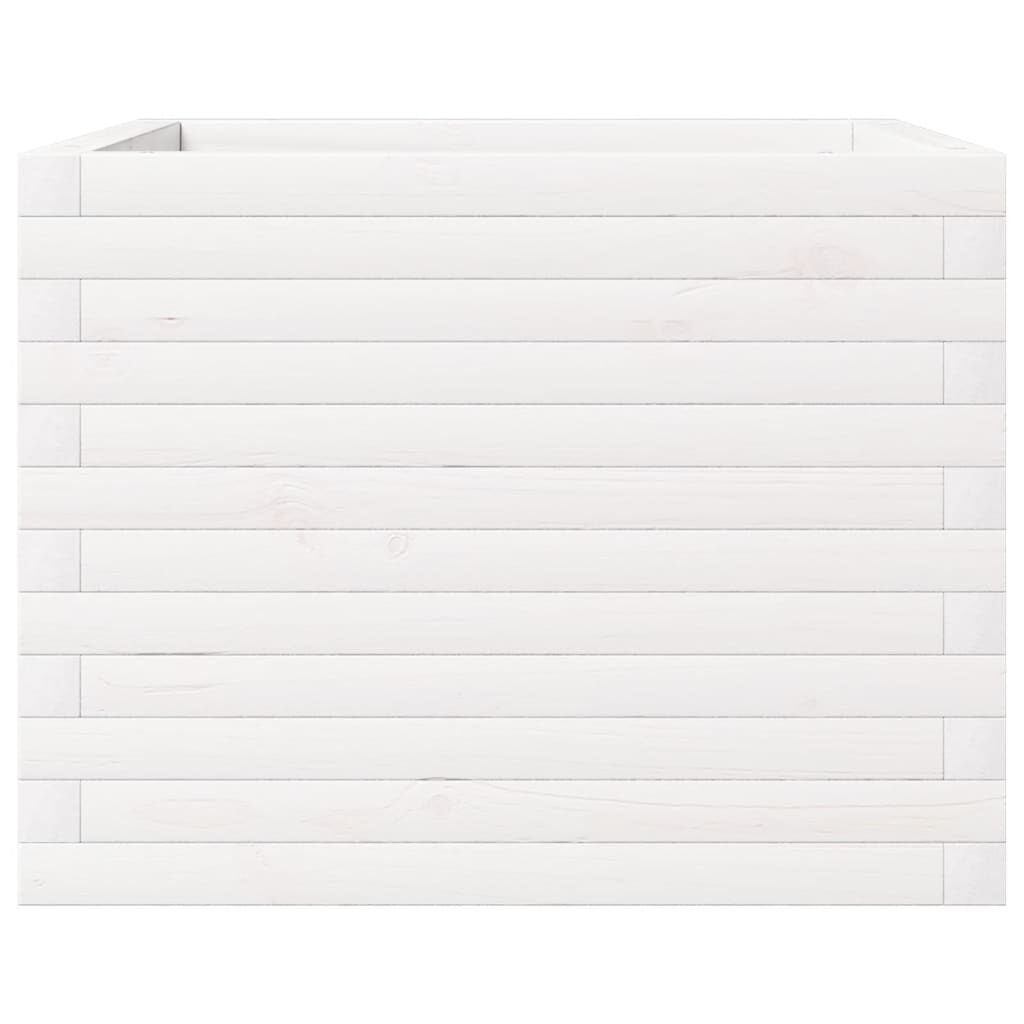 vidaXL Ζαρντινιέρα Κήπου Λευκή 60x60x46 εκ. από Μασίφ Ξύλο Πεύκου