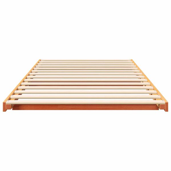 vidaXL Κρεβάτι δαπέδου Καφέ κεριού 100 x 220 cm Μασίφ ξύλο πεύκου
