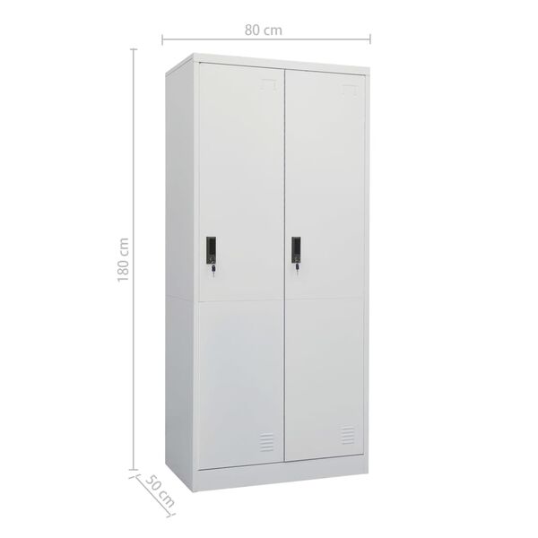vidaXL Ντουλάπα Ανοιχτό Γκρι 80 x 50 x 180 εκ. από Χάλυβα