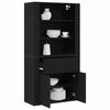 vidaXL Highboard &Mu;&alpha;ύ&rho;&eta; &Omicron;&xi;&upsilon;ά 80 x 33 x 150 &epsilon;&kappa; &Epsilon;&pi;&epsilon;&xi;&epsilon;&rho;&gamma;&alpha;&sigma;&mu;έ&nu;&omicron; &xi;ύ&lambda;&omicron;
