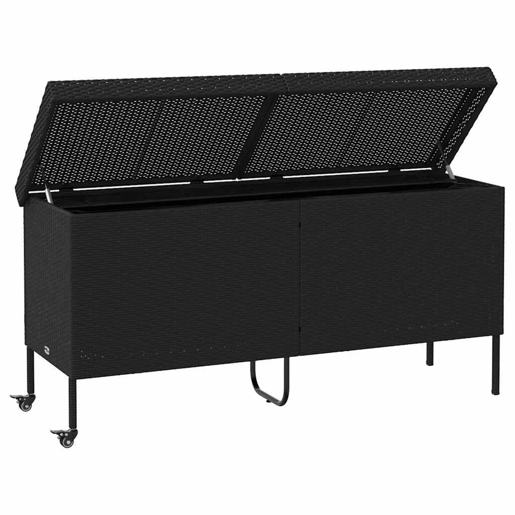 vidaXL Κουτί Αποθήκευσης Κήπου με Ρόδες 160x55x75 εκ. Συνθετικό Ρατάν