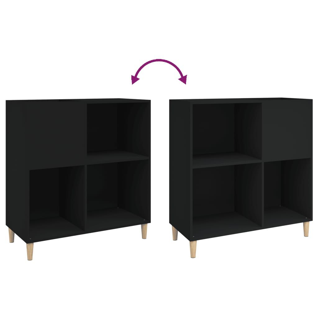 vidaXL Δισκοθήκη Μαύρη 84,5 x 38 x 89 εκ. από Επεξεργασμένο Ξύλο