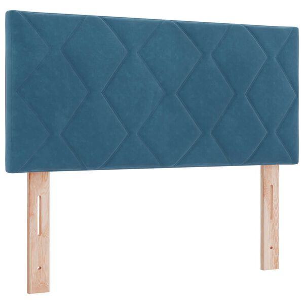 vidaXL Κρεβάτι Box Spring με Στρώμα Σκούρο Μπλε 90x190 εκ. Βελούδο